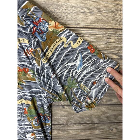 Harley Davidson Hawaiian Surfer Shirt XL Mens Vintage Hawaii Made in USA - Picture 7 of 10